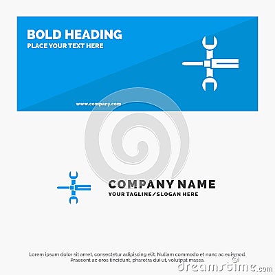 Settings, Controls, Screwdriver, Spanner, Tools, Wrench SOlid Icon Website Banner and Business Logo Template Vector Illustration