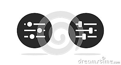 Settings filter level icon vector pictogram or simple music mixer volume control adjustment button symbol ui graphic, Vector Illustration