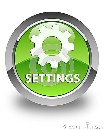 Settings glossy green round button Cartoon Illustration