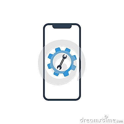 Settings on smartphone screen. Phone fix repair icon logo vector Vector Illustration