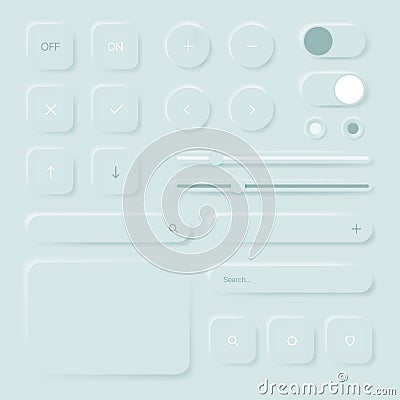 Settings User Interface. Light Isolated Buttons for Smartphone Display Vector Illustration