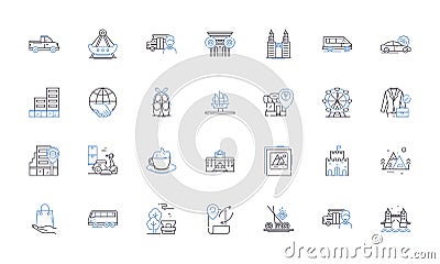 Settlement line icons collection. Compensation, Resettlement, Agreement, Payout, Indemnity, Adjustment, Reconciliation Vector Illustration