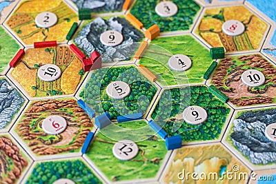 Settlers of Catan, a popular board game Editorial Stock Photo