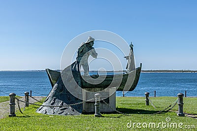 Artwork at “Jardim da Saúde” in Setúbal is a tribute from the city to the man of the sea. Editorial Stock Photo