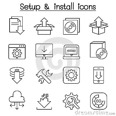 Setup , configuration, maintenance & Installation icon set Vector Illustration