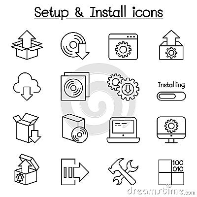 Setup, configuration, maintenance & Installation icon set Vector Illustration