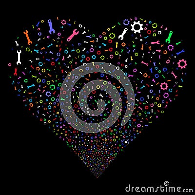 Setup Tools Fireworks Heart Vector Illustration