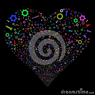 Setup Tools Fireworks Heart Vector Illustration