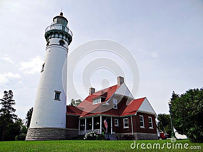 Seul Choix Pointe Lighthouse Located on the North Shore of Lake Michigan in The Upper Peninsula of Michigan Stock Photo