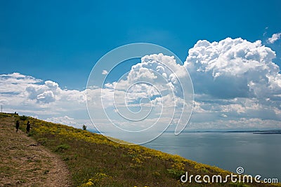 Sevan lake view from Sevanavank Monastery. a famous landscape in Sevan, Gegharkunik, Armenia Editorial Stock Photo