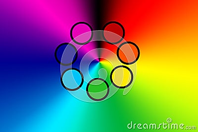 The seven colors of the chakras, the color and energy of the human aura Stock Photo