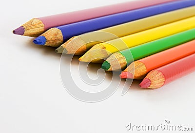 Seven colouring pencils Stock Photo