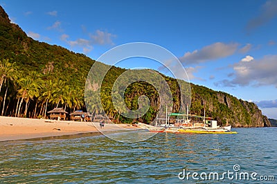 Seven Commandos Beach, a serene beach with clear water in Philippines Editorial Stock Photo