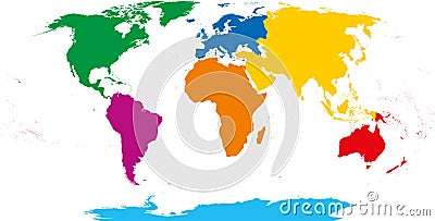 Seven continents map Vector Illustration