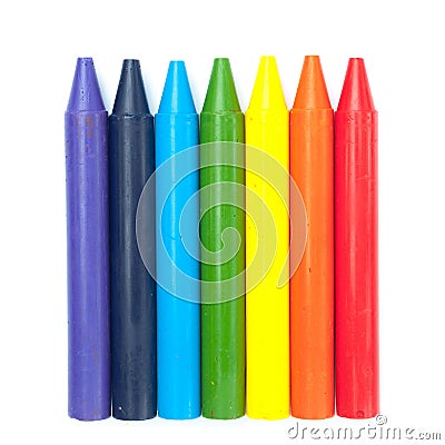 Seven Crayons isolated Stock Photo