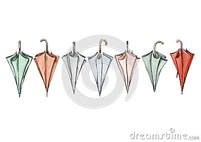 Seven different umbrellas Stock Photo