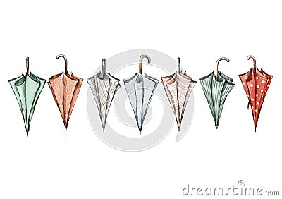 Seven different umbrellas Stock Photo