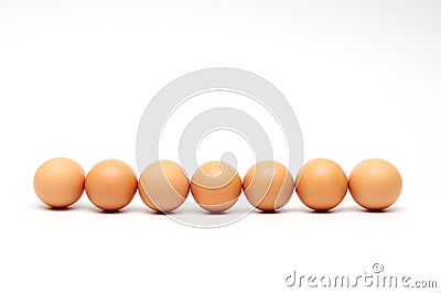 Seven eggs isolated Stock Photo