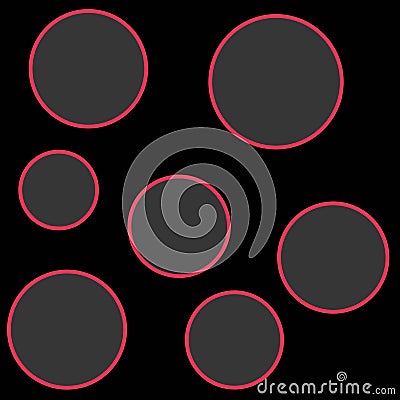 Gray spots with red outlines on black background Stock Photo