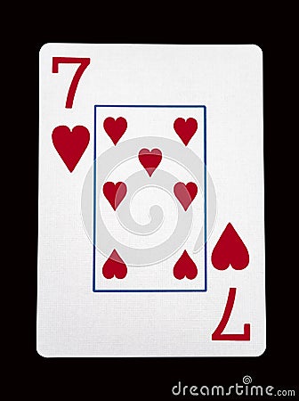 Seven of hearts card with clipping path Stock Photo