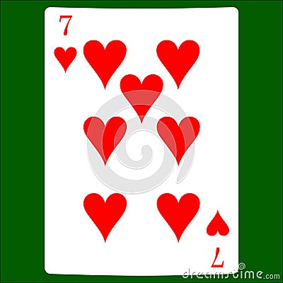 Seven hearts. Card suit icon vector, playing cards symbols vector Stock Photo