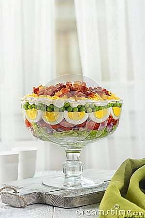 Seven-layer salad. American dish Stock Photo