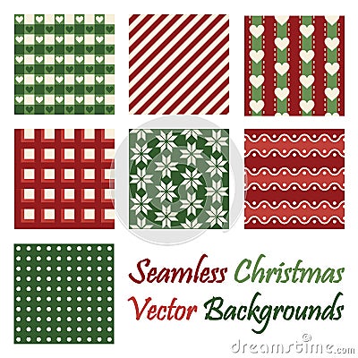 Seven seamless christmas vector backgrounds on white Vector Illustration