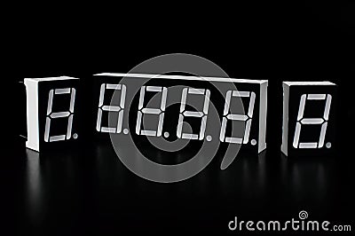 Seven segment indicators on a black background. Background picture. Arduino project concept. Stock Photo