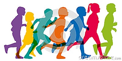 Color silhouette representing child running Stock Photo