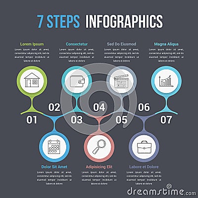 Seven Steps Infographics Vector Illustration