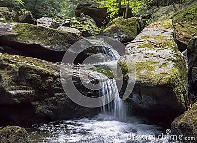 Seven Tubs Waterfall Rocky Forest Stream Stock Photo