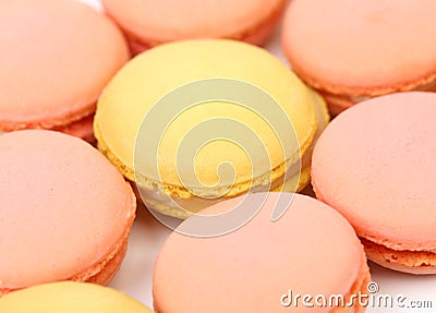 Seven various macaron cakes. Stock Photo