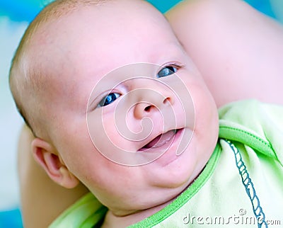 Seven week baby smile Stock Photo