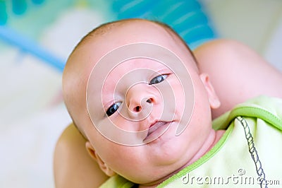 Seven week baby with tongue Stock Photo