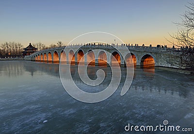 Seventeen-Arch Bridge Stock Photo