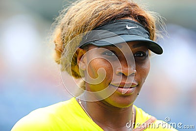 Seventeen times Grand Slam champion Serena Williams practices for US Open 2014 Editorial Stock Photo