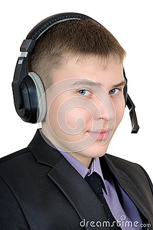 Seventeen year teenager in headphones Stock Photo