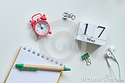 17 seventeenth day May Month Calendar Concept on Wooden Blocks Stock Photo