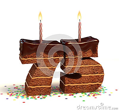 Seventy-fifth birthday or anniversary cake Stock Photo