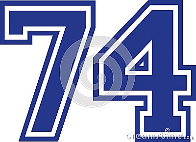 Seventy-four college number 74 Vector Illustration