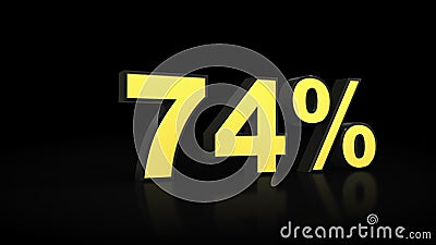 Seventy-four 74 % percent 3D rendering Stock Photo