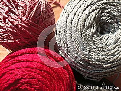 Several balls of yarn crochet Stock Photo