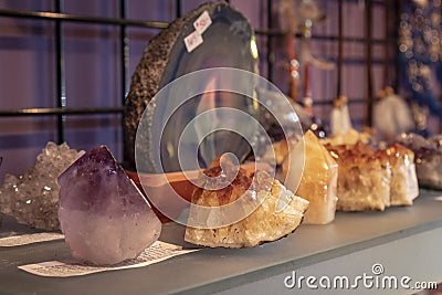 Several Beautiful Healing Crystal Specimens Stock Photo