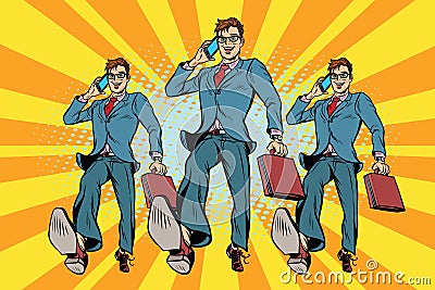 Several businessmen with telephone marching Vector Illustration