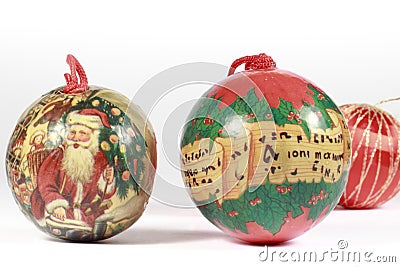 Several Christmas baubles on white Stock Photo