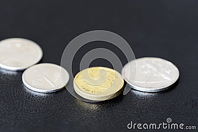 Several coins from Fiji on a dark background Editorial Stock Photo