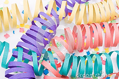 Several colourful party paper ribbons Stock Photo