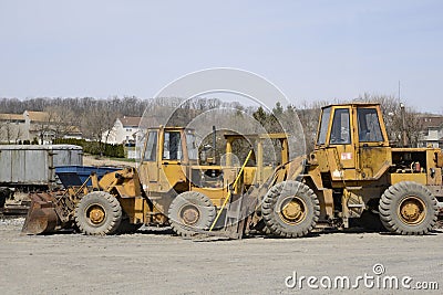 Several construction vehicles Stock Photo