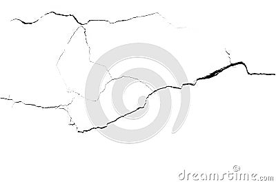 Several cracks pattern for making brush hotizontal lines isolated on white background macro Stock Photo