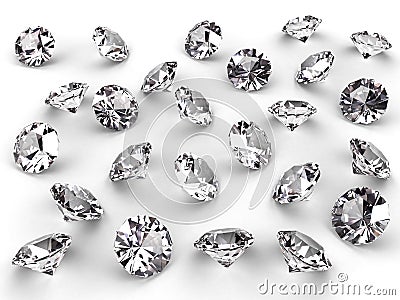 Several diamonds with soft shadows Stock Photo